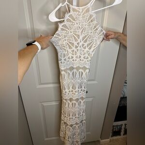 Women’s white and nude lace‎ dress